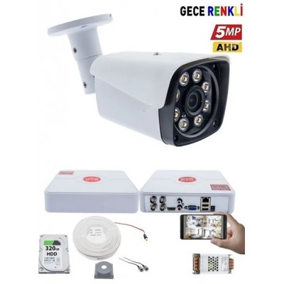 1 Kameralı 5MP Lens Güvenlik Kamerası Seti ST-401
