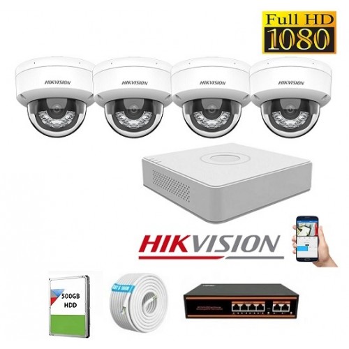 Hikvision 4 Kameralı 2mp İçortam İp Kamera Seti