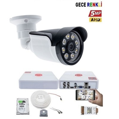 1 Kameralı 5MP Lens Güvenlik Kamerası Seti ST-401