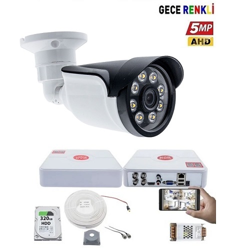 1 Kameralı 5MP Lens Güvenlik Kamerası Seti ST-401