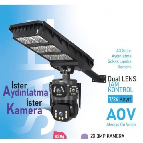 2 Kameralı Solar Lamba+Esim 4g Kamera Full Hd