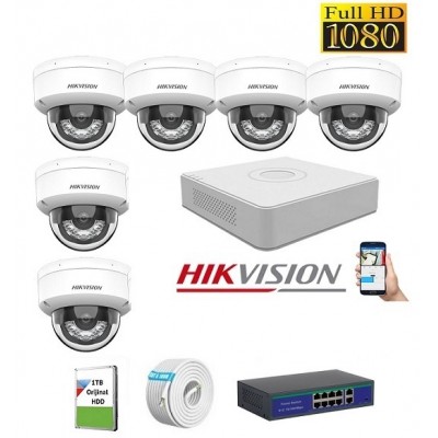 Hikvision 6 Kameralı 2mp İçortam İp Kamera Seti