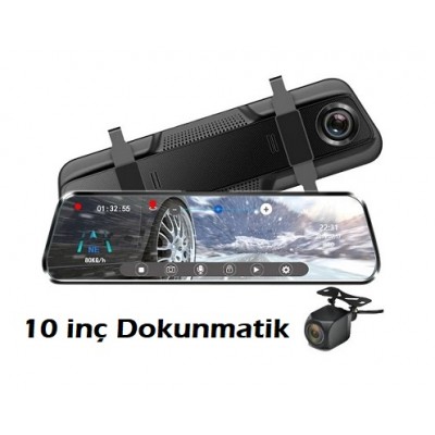 Dikiz Ayna Geri Görüş Kamerası Yol Kayıt Kamerası 2 Kanal Kayıt 10 inç