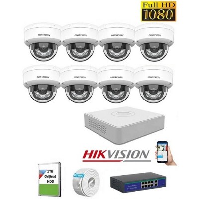 Hikvision 8 Kameralı 2mp İçortam İp Kamera Seti