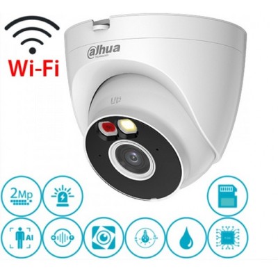 Dahua T2A-PV 2MP 1080P Gece Renkli Sesli Çift Yönlü Konuşma SDKart Destekli Wifi IP Dome Kamera