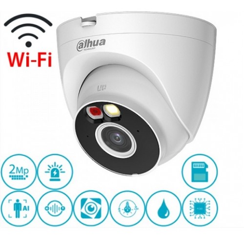 Dahua T2A-PV 2MP 1080P Gece Renkli Sesli Çift Yönlü Konuşma SDKart Destekli Wifi IP Dome Kamera