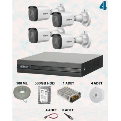 Dahua 2mp 4 Kameralı Dış Ortam Ahd Hd-Cvi Full Kamera Set