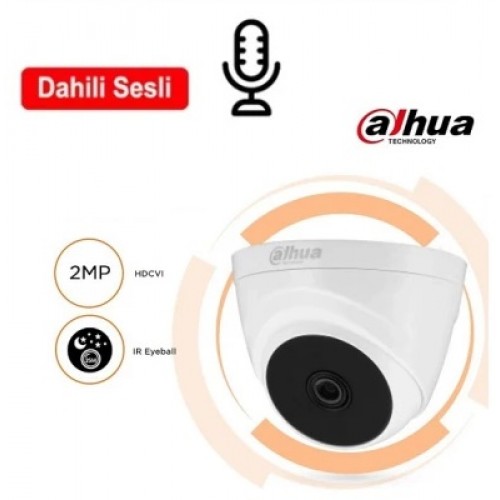 Dahua 2Mp Dahili Mikrofonlu Sesli Hdcvi Dome Kamera 1080P icd-20244