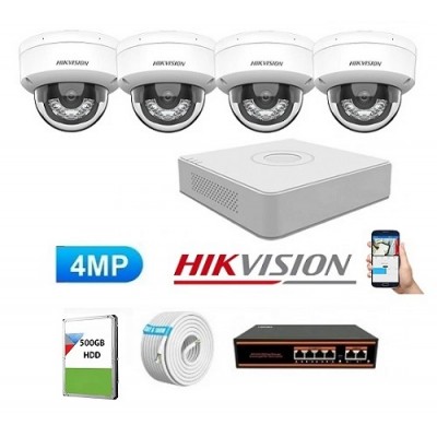 Hikvision 4 Kameralı 4mp İçortam İp Kamera Seti
