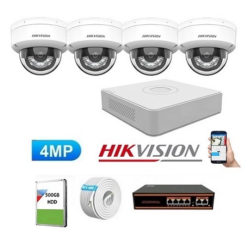 Hikvision 4 Kameralı 4mp İçortam İp Kamera Seti