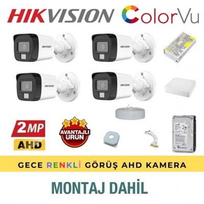 Hikvision 4 lü Kamera Güvenlik Sistemi MONTAJ Dahil H-44