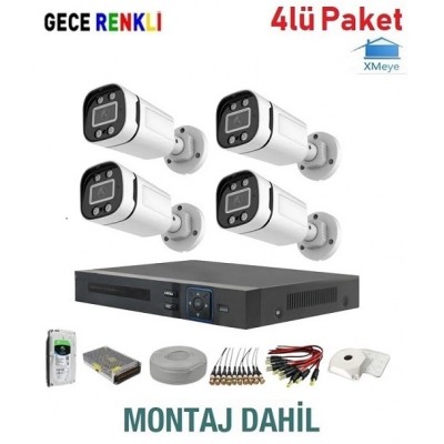 4 Kameralı XMEYE Paket Güvenlik Sistemi MONTAJ DAHİL ICM-4 