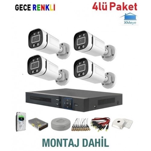 4 Kameralı XMEYE Paket Güvenlik Sistemi MONTAJ DAHİL ICM-4 