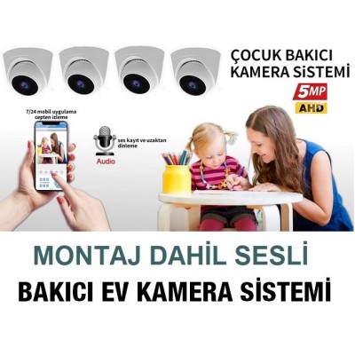 Bakıcı Kamera Sistemi MONTAJ DAHİL 4 Kameralı Sesli ICM-7090