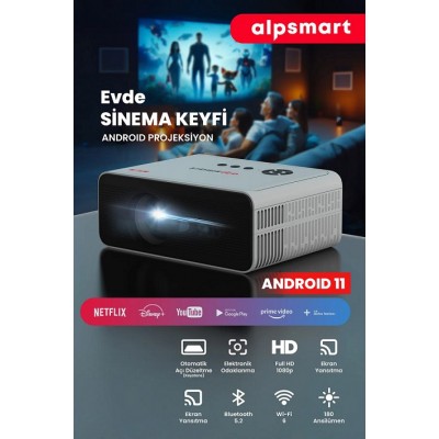 Alpsmart As585 Android Projeksiyon Cihazı,wifi, Bluetooth, Android 11