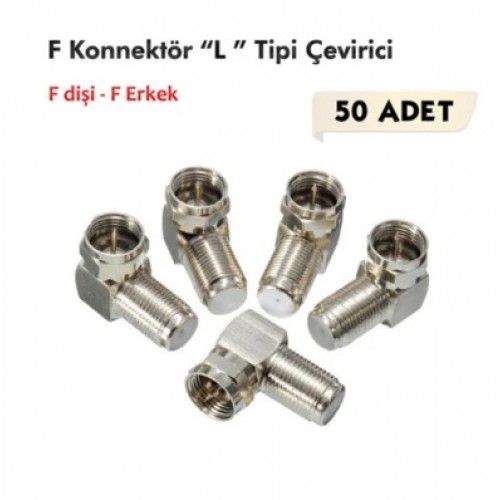 F Konnektör L Tipi Çevirici Fiş 50 Adet