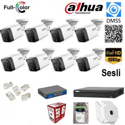 DAHUA IP 8 KAMERALI 2MP FULLCOLOR GÜVENLİK KAMERA SİSTEMİ
