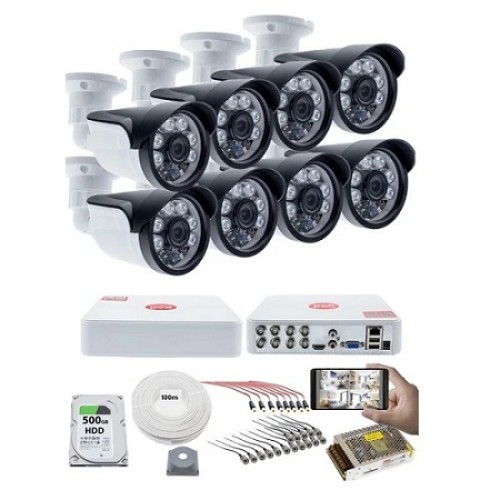 8 Kameralı Set 2mp FullHd Güvenlik Kamerası Seti - 1080P 6 Atom LED