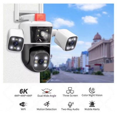 3 Kameralı 360 derece Dönebilen Wifi PTZ Kamera ICS-840