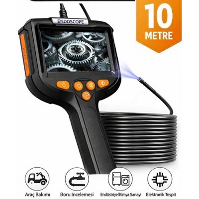 10 Metre Endoskop Ekranlı Yılan Kamera Sert Kablo ICS-320