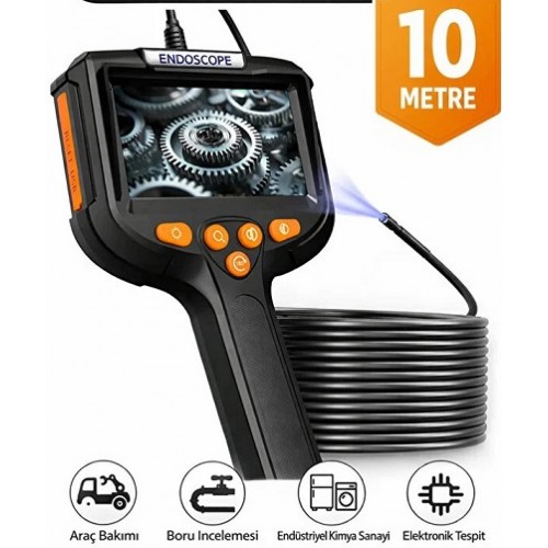 10 Metre Endoskop Ekranlı Yılan Kamera Sert Kablo ICS-320
