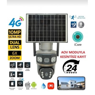 10MP Dual Lens Aov Sürekli Kayıt 4G Solar Kamera ICC-37