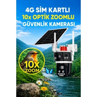 3MP 3 Lensli Geniş Açı 10x Zoom 4G Solar Kamera ICC-301