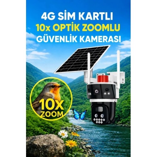 3MP 3 Lensli Geniş Açı 10x Zoom 4G Solar Kamera ICC-301