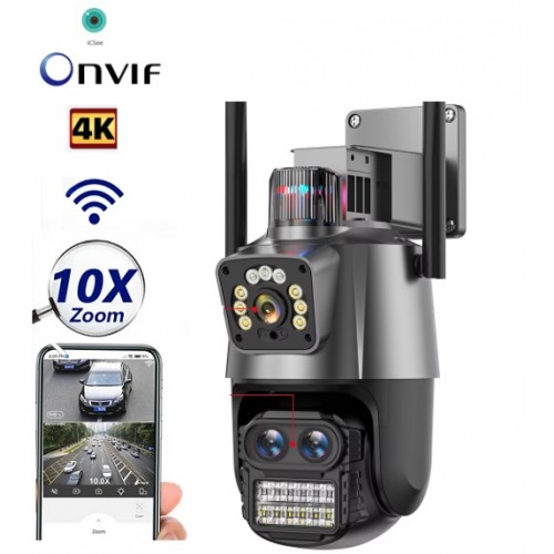 3 Lens 10X Zoom 9MP PTZ Wifi Kamera Polis Çakarlı ICS-8970