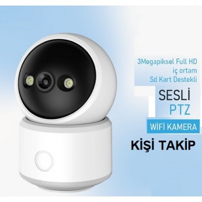 Bebek kamerası 3MP Hareket Takipli Kablosuz Wifi Kamera T-2990