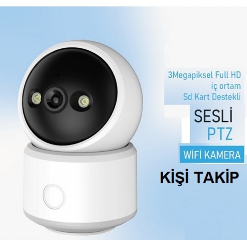Bebek kamerası 3MP Hareket Takipli Kablosuz Wifi Kamera T-2990