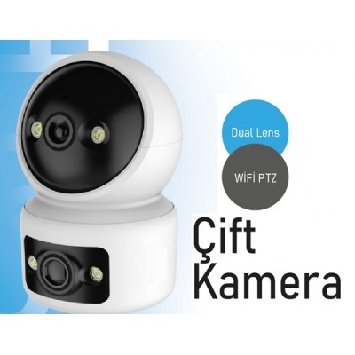 Çift Kameralı Fhd İç Mekan Ptz Wifi Smart Kamera ICM-807