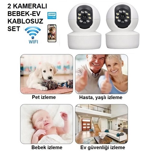 2 Kameralı Kablosuz Wifi Bebek Ev Kamera Sistemi ST-79