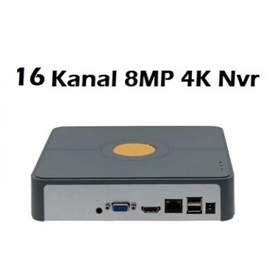16 Kanal 8MP 4K H.265 NVR Xmeye Kayıt Cihazı PR-16