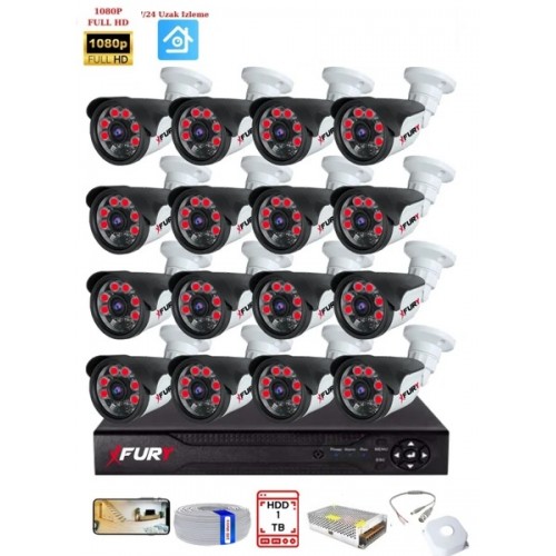 16 Kameralı Ahd 2MP FullHD 1080P Güvenlik Sistemi