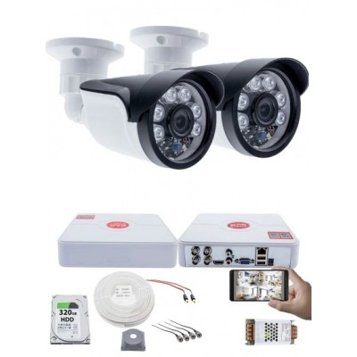 2 Kameralı Set 2mp FullHd Güvenlik Kamerası Seti - 1080P 6 Atom LED