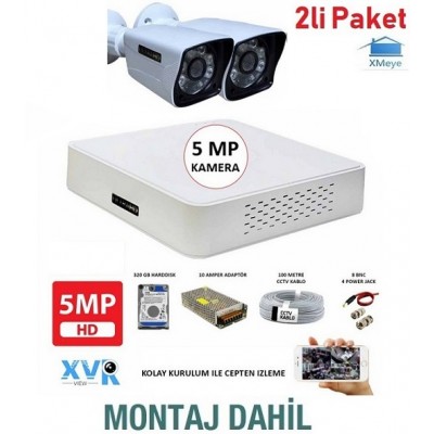 2 Kameralı XMEYE Paket Güvenlik Sistemi MONTAJ DAHİL ICM-2  