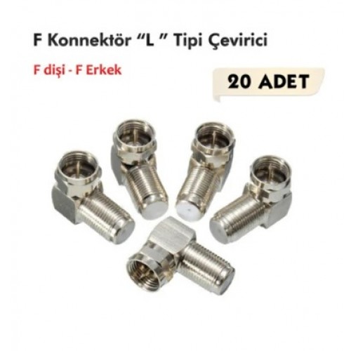 F Konnektör L Tipi Çevirici Fiş F Dişi F Erkek 20 Adet