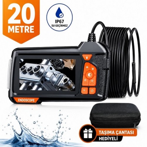 20 Metre Endoskop Ekranlı Yılan Kamera Sert Kablo ICS-320