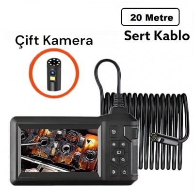 20 Metre Endoskop Ekranlı Yılan Kamera 8mm 1080P Sert Kablo ICS-3320