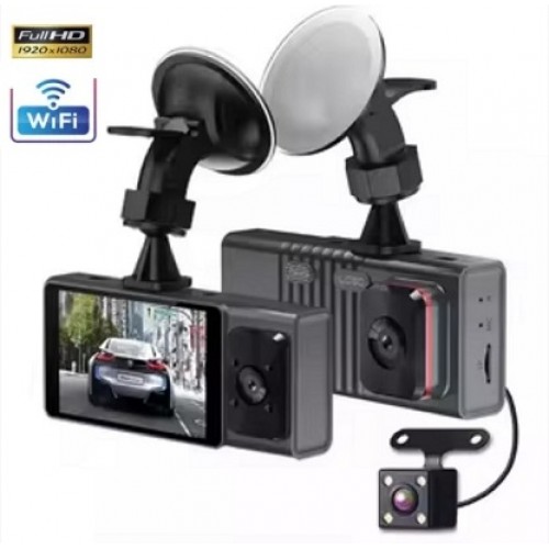 3 Kameralı 3'' inç Wifi Destekli 1080P FullHD Araç İçi Dash Kamera