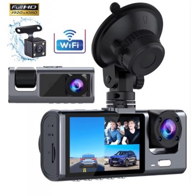 3 Kameralı 3'' inç Wifi Destekli 1080P FullHD Araç İçi Dash Kamera