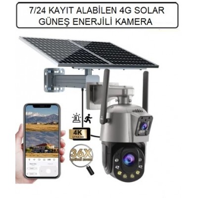 SOLAR GÜNEŞ PANELLİ KAMERA 4G 36x Zoom 250 metre görüş T-80