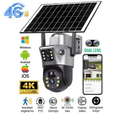 6MP Çift Kameralı 4G Sim Kartlı Solar Kamera ICC-2290