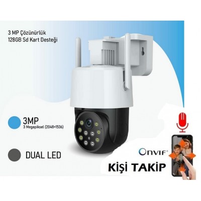 3MP ONVİF DESTEKLİ KİŞİ TAKİP EDEN WİFİ KAMERA T-3920