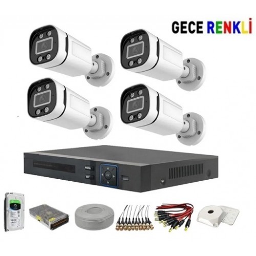 4 Kameralı Gece Renkli Güvenlik Seti icf-4050