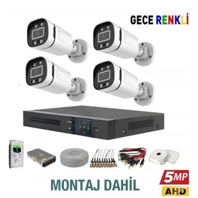 Kurulum Dahil 5MP 4 Kameralı Güvenlik Kamera Seti