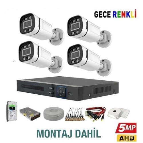 Kurulum Dahil 5MP 4 Kameralı Güvenlik Kamera Seti