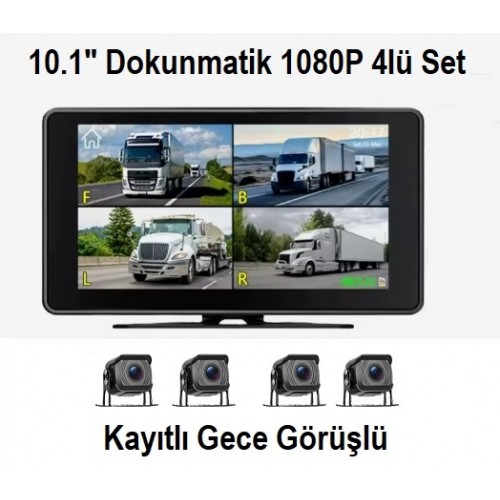 10 inç Dokunmatik 4 Kameralı Ahd Kayıtlı Kamera Seti