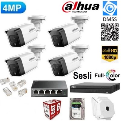 Dahua 4MP 4'lü Starlight Ip Kamera Seti